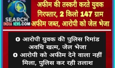 अफीम की तस्करी करते युवक गिरफ्तार, 2 किलो 147 ग्राम अफीम जब्त, आरोपी को जेल भेजा