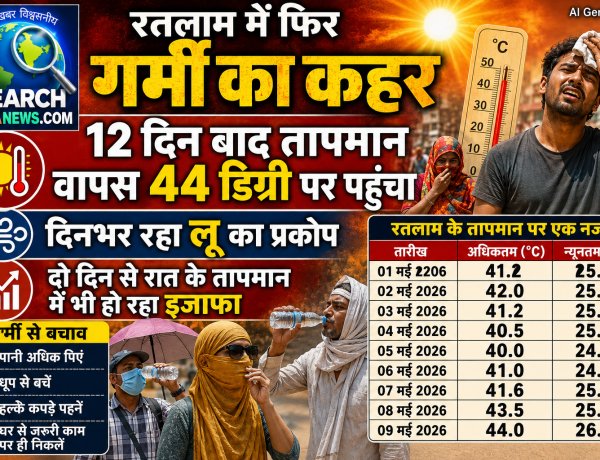 रतलाम में फिर गर्मी का कहर, 2 दिन बाद तापमान वापस 44 डिग्री पर पहुंचा