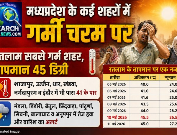 मध्यप्रदेश के कई शहरों में गर्मी चरम पर, रतलाम सबसे गर्म शहर, तापमान 45 डिग्री