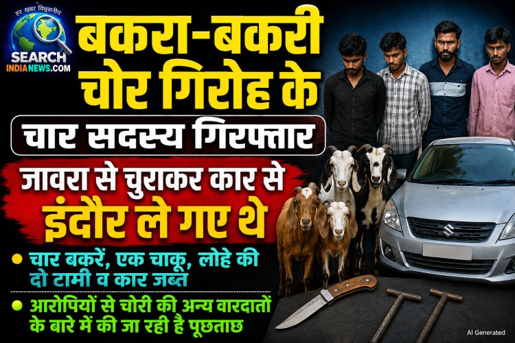 बकरा-बकरी चोर गिरोह के चार सदस्य गिरफ्तार, जावरा से चुराकर कार से इंदौर ले गए थे