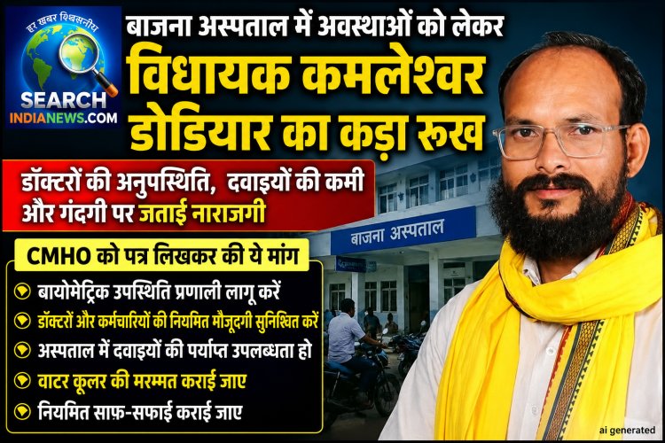 बाजना अस्पताल में अवस्थाओं को लेकर विधायक कमलेश्वर डोडियार का कड़ा रूख, जताई नाराजी, सीएमएचओ को लिखा पत्र