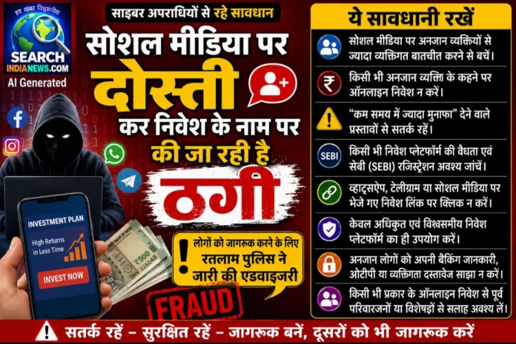 सायबर अपराधियों से रहे सावधान, सोशल मीडिया पर दोस्ती कर निवेश के नाम पर की जा रही है ठगी