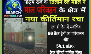 रतलाम रेल मंडल ने माल परिवहन के क्षेत्र में नया कीर्तिमान रचा, क्रैक ट्रेनों के परिचालन का अपना पिछला रिकार्ड तोड़ा