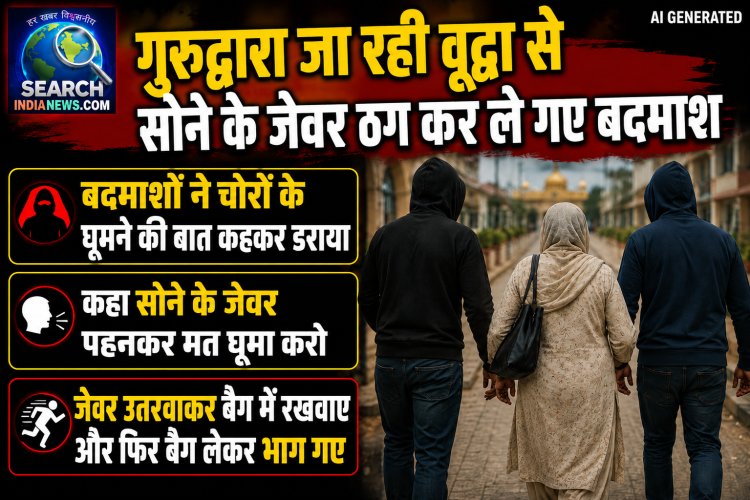 वृद्धा को चोर घूमने का कहकर डराया, सोने के जेवर उतरवाकर बैग में रखवाए और बैग लेकर भाग गए बदमाश
