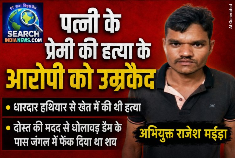 पत्नी के प्रेमी की हत्या के आरोपी को उम्रकैद, धारदार हथियार से वार कर की थी हत्या