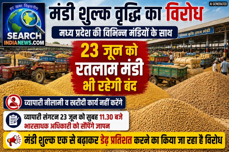 मंडी शुल्क वृद्धि का विरोध, प्रदेशव्यापी आंदोलन के तहत 23 जून को रतलाम कृषि मंडी भी रहेगी बंद