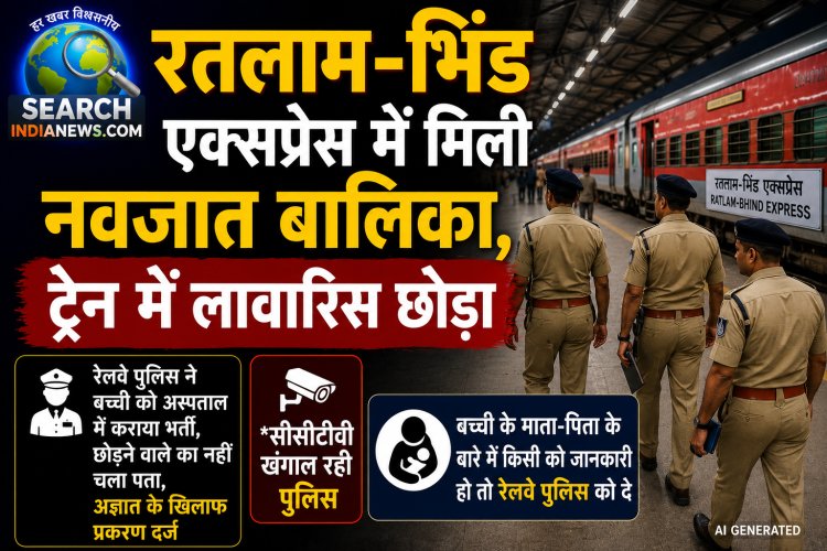 रतलाम-भिंड एक्सप्रेस में मिली नवजात बच्ची, परिजन की तलाश में जुटी रेलवे पुलिस, मानवता के नाते आप भी करें मदद