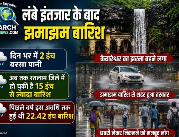 लंबे इंतजार के बाद झमाझमा बारिश, केदारेश्वर का झरना बहने लगा, दिनभर में दो इंच बरसा पानी