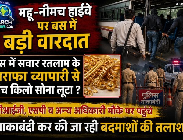 महू-नीमच हाईवे पर बड़ी वारदात बस में सवार सराफा व्यापारी से पांच किलो सोना लूटा