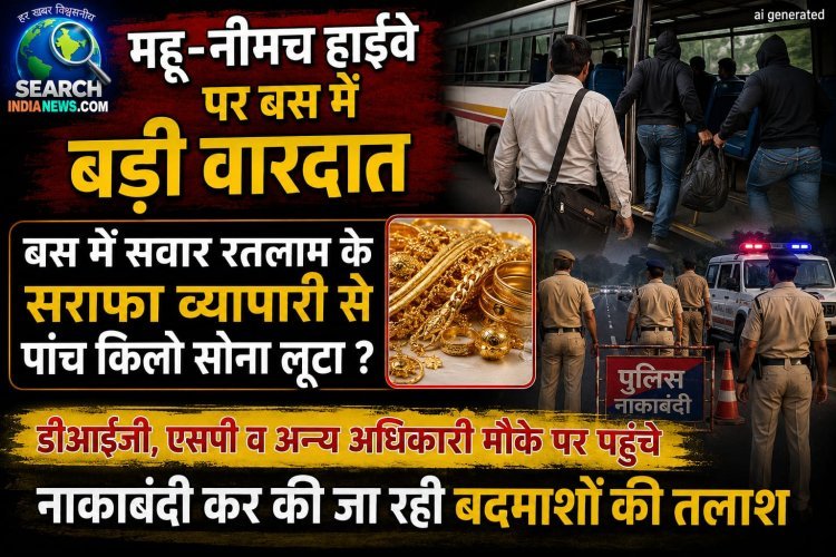 महू-नीमच हाईवे पर बड़ी वारदात बस में सवार सराफा व्यापारी से पांच किलो सोना लूटा