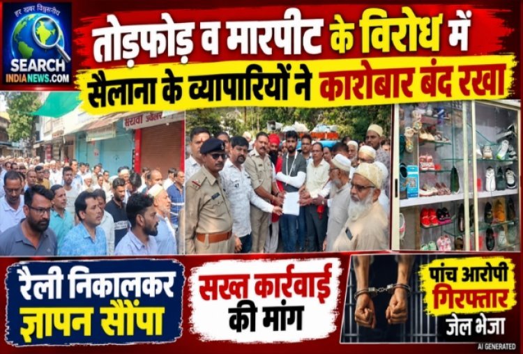 तोड़फोड़ व मारपीट के विरोध में सैलाना के व्यापारियों ने कारोबार बंद रखा, पांच आरोपी गिरफ्तार, जेल भेजा