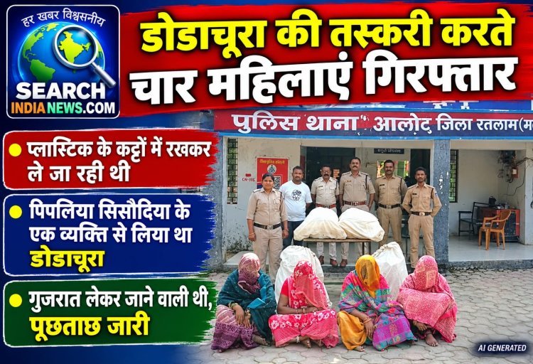 डोडाचूरा की तस्करी करते चार महिलाएं गिरफ्तार, प्लास्टिक के कट्टों में रखकर ले जा रही थी